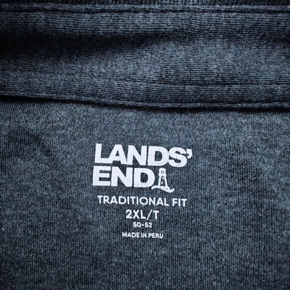 Lands End Long Sleeve Polo Shirt Men's 2XLT 50-52 Gray Traditiona Fit - Picture 4 of 8
